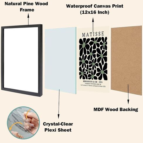 MOXELART Framed Sage Green Matisse Wall Art, Abstract Matisse Wall Art Decor Set of 3, Elegant Bedroom Artwork Paintings Decor, Modern Wall Art for Living Room, Bathroom, Office, Hotel in Saudi Arabia