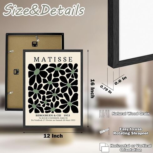 MOXELART Framed Sage Green Matisse Wall Art, Abstract Matisse Wall Art Decor Set of 3, Elegant Bedroom Artwork Paintings Decor, Modern Wall Art for Living Room, Bathroom, Office, Hotel in Saudi Arabia