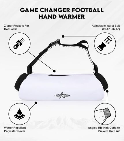 Football Hand Warmer Pouch Youth & Adult, Waterproof Hand Warmers Football with Zip Pocket and Adjustbale Belt in Saudi Arabia
