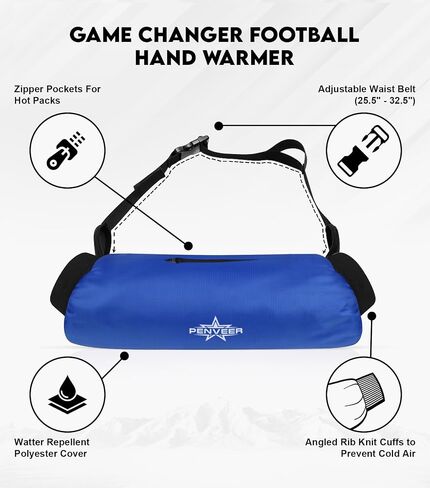 Football Hand Warmer Pouch Youth & Adult, Waterproof Hand Warmers Football with Zip Pocket and Adjustbale Belt in Saudi Arabia