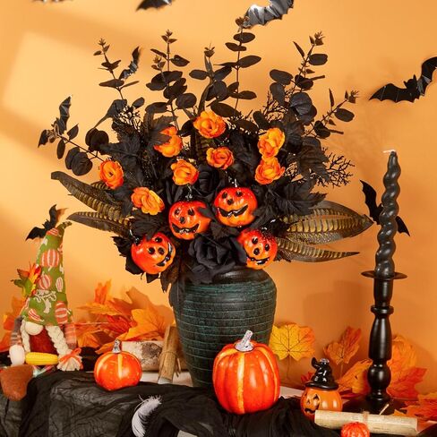 Serwalin 𝟴𝗣𝗖𝗦 Fall Floral Eucalyptus Stems, 19.6" Babys Breath Artificial Flowers, Faux Fall Leaves Stems for Vases Table Centerpiece Arrangement Decor(No Vase) in Saudi Arabia