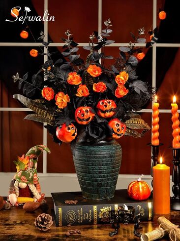 Serwalin 𝟴𝗣𝗖𝗦 Fall Floral Eucalyptus Stems, 19.6" Babys Breath Artificial Flowers, Faux Fall Leaves Stems for Vases Table Centerpiece Arrangement Decor(No Vase) in Saudi Arabia