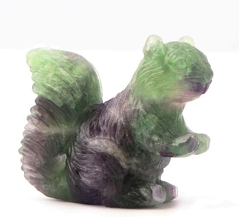 SMQ 2" Crystal Squirrel Statue Purple Lepidolite Healing Crystal Hand Carved Animal Gemstone Decor Figurine Collection Sculpture Tabletop Ornaments with Gift Box in Saudi Arabia