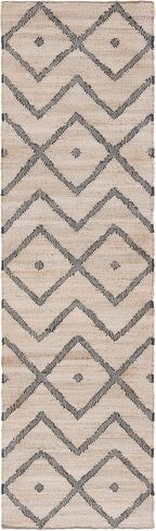 سجادة عداء من مجموعة SAFAVIEH Kilim - 2'3" x 11'، طبيعية وفحمية، مصنوعة يدويًا من جوت بوهو المغربي والقطن، مثالية للمناطق ذات حركة المرور العالية في غرفة المعيشة وغرفة النوم (KLM750A) in Saudi Arabia