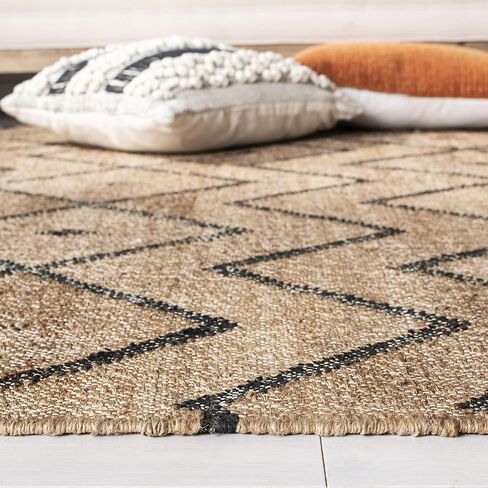 سجادة عداء من مجموعة SAFAVIEH Kilim - 2'3" x 11'، طبيعية وفحمية، مصنوعة يدويًا من جوت بوهو المغربي والقطن، مثالية للمناطق ذات حركة المرور العالية في غرفة المعيشة وغرفة النوم (KLM750A) in Saudi Arabia
