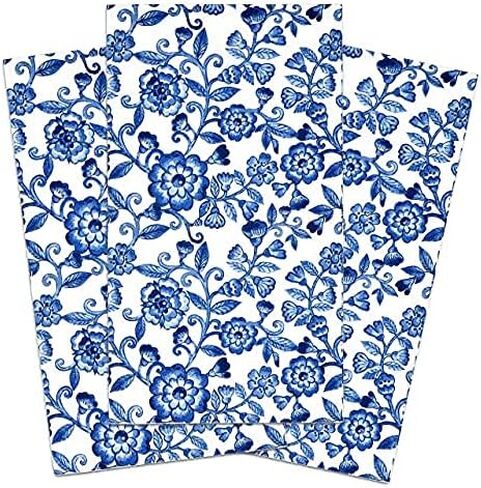 Gift Boutique 100 Blue Floral Guest Napkins Decorative Hand Towels 3 Ply Disposable Paper Spring Flowers Napkins for Bathroom Toilet Powder Room Holiday Wedding Bridal Shower Flower Party Napkin Towel in Saudi Arabia