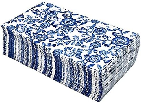 Gift Boutique 100 Blue Floral Guest Napkins Decorative Hand Towels 3 Ply Disposable Paper Spring Flowers Napkins for Bathroom Toilet Powder Room Holiday Wedding Bridal Shower Flower Party Napkin Towel in Saudi Arabia