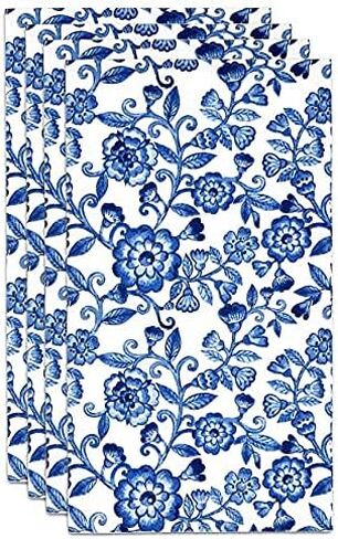 Gift Boutique 100 Blue Floral Guest Napkins Decorative Hand Towels 3 Ply Disposable Paper Spring Flowers Napkins for Bathroom Toilet Powder Room Holiday Wedding Bridal Shower Flower Party Napkin Towel in Saudi Arabia