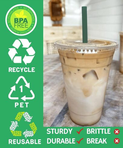 Aatriet 16 oz Clear Plastic Cups with Lids and STRAWS, Disposable Party Cups for To Go Iced Coffee Cold Drinks, Smoothie, Juice, Parfait, Frappuccino, Milkshake. No Leaking Fruit Cup, 25 Sets in Saudi Arabia