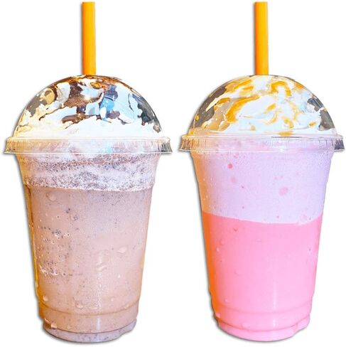 Aatriet 16 oz Clear Plastic Cups with Lids and STRAWS, Disposable Party Cups for To Go Iced Coffee Cold Drinks, Smoothie, Juice, Parfait, Frappuccino, Milkshake. No Leaking Fruit Cup, 25 Sets in Saudi Arabia