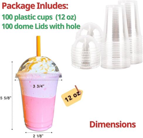 Aatriet 16 oz Clear Plastic Cups with Lids and STRAWS, Disposable Party Cups for To Go Iced Coffee Cold Drinks, Smoothie, Juice, Parfait, Frappuccino, Milkshake. No Leaking Fruit Cup, 25 Sets in Saudi Arabia