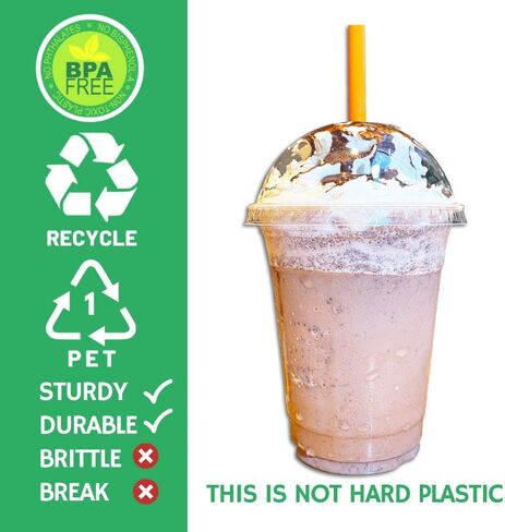 Aatriet 16 oz Clear Plastic Cups with Lids and STRAWS, Disposable Party Cups for To Go Iced Coffee Cold Drinks, Smoothie, Juice, Parfait, Frappuccino, Milkshake. No Leaking Fruit Cup, 25 Sets in Saudi Arabia