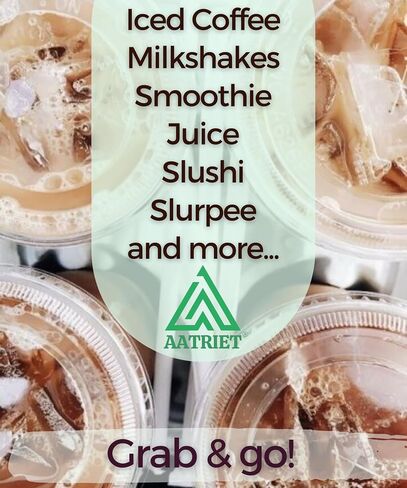Aatriet 16 oz Clear Plastic Cups with Lids and STRAWS, Disposable Party Cups for To Go Iced Coffee Cold Drinks, Smoothie, Juice, Parfait, Frappuccino, Milkshake. No Leaking Fruit Cup, 25 Sets in Saudi Arabia