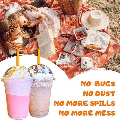 Aatriet 16 oz Clear Plastic Cups with Lids and STRAWS, Disposable Party Cups for To Go Iced Coffee Cold Drinks, Smoothie, Juice, Parfait, Frappuccino, Milkshake. No Leaking Fruit Cup, 25 Sets in Saudi Arabia