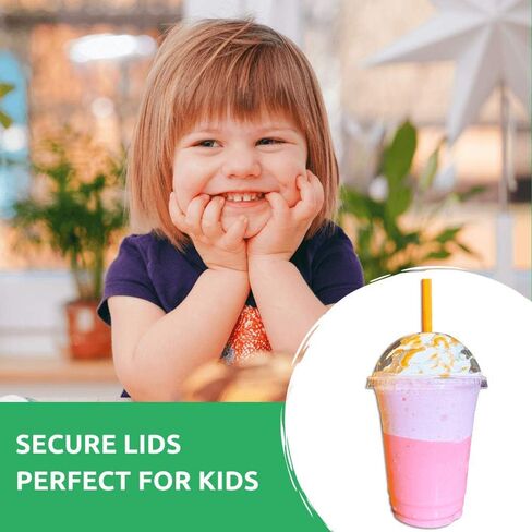 Aatriet 16 oz Clear Plastic Cups with Lids and STRAWS, Disposable Party Cups for To Go Iced Coffee Cold Drinks, Smoothie, Juice, Parfait, Frappuccino, Milkshake. No Leaking Fruit Cup, 25 Sets in Saudi Arabia