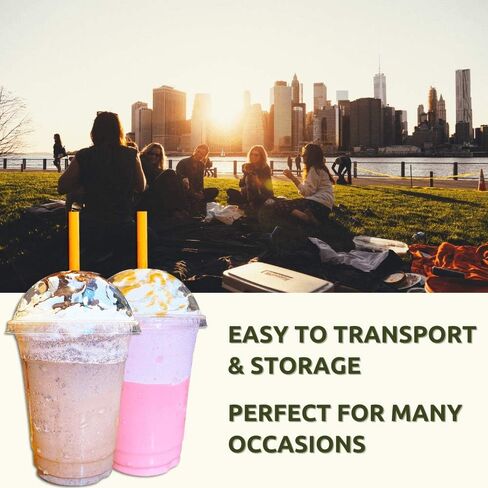 Aatriet 16 oz Clear Plastic Cups with Lids and STRAWS, Disposable Party Cups for To Go Iced Coffee Cold Drinks, Smoothie, Juice, Parfait, Frappuccino, Milkshake. No Leaking Fruit Cup, 25 Sets in Saudi Arabia
