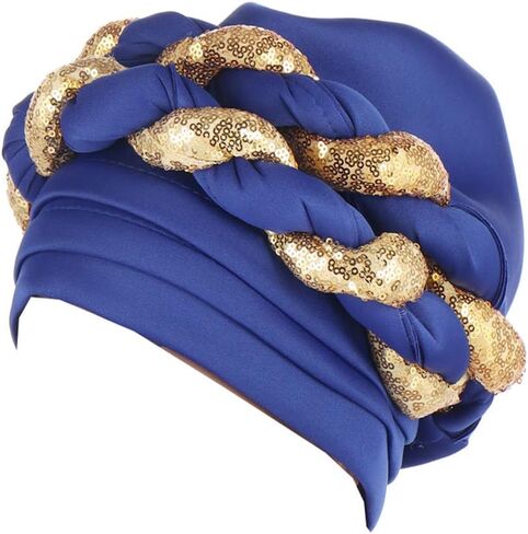 Twisted Braid African Turban for Women Headwrap Beanie Cap Hair Cover Hat in Saudi Arabia