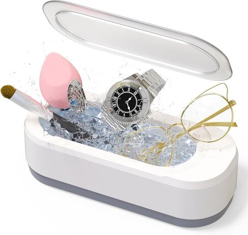 Ultrasonic Jewelry Cleaner, Electric Glasses Cleaner Machine for Watches, Sliver Ring, Earring, Chain, Makeup Brush, Denture Retainer, Mouth Guard, Invisalign, Braces, Kunphy 46KHz 600ml Cleaner in Saudi Arabia