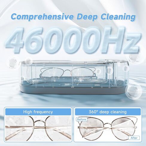 Ultrasonic Jewelry Cleaner, Electric Glasses Cleaner Machine for Watches, Sliver Ring, Earring, Chain, Makeup Brush, Denture Retainer, Mouth Guard, Invisalign, Braces, Kunphy 46KHz 600ml Cleaner in Saudi Arabia