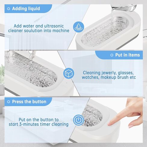 Ultrasonic Jewelry Cleaner, Electric Glasses Cleaner Machine for Watches, Sliver Ring, Earring, Chain, Makeup Brush, Denture Retainer, Mouth Guard, Invisalign, Braces, Kunphy 46KHz 600ml Cleaner in Saudi Arabia