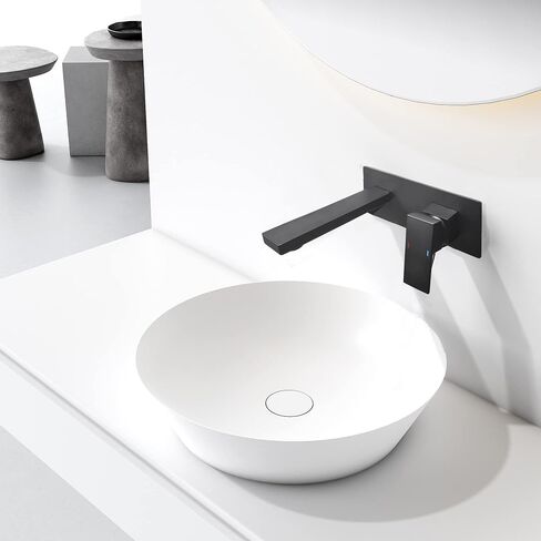 Wall Bathroom Faucet,Solid Brass Wall Mounted Single Handle Sink Faucet,Modern Bathroom Faucets,Wall Mount Faucet with Rough in Valve,Matte Black in Saudi Arabia