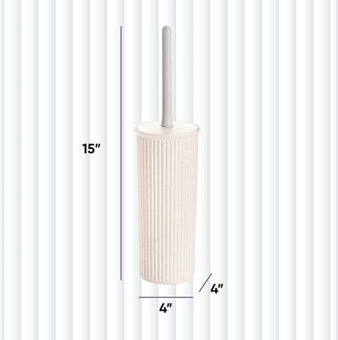 مجموعة Superio Ribbed - مجموعة فرشاة وحامل المرحاض البلاستيكية المزخرفة، أرجواني أرجواني (عبوة واحدة) منظف للحمام in Saudi Arabia
