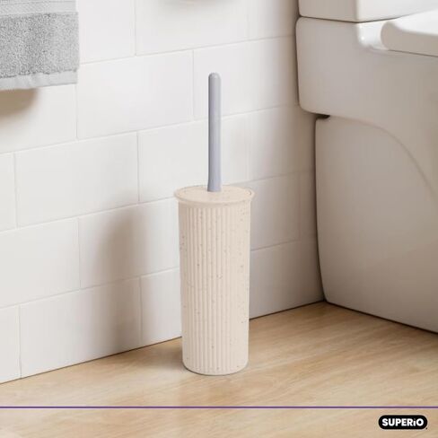 مجموعة Superio Ribbed - مجموعة فرشاة وحامل المرحاض البلاستيكية المزخرفة، أرجواني أرجواني (عبوة واحدة) منظف للحمام in Saudi Arabia