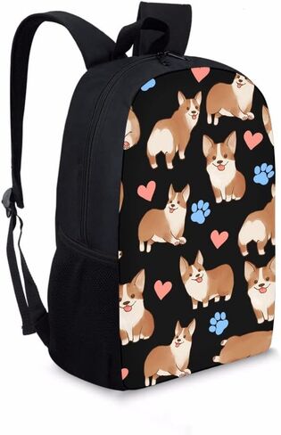 Corgi Print Backpacks for School Elementary Boys Girls 14-16 School Bag Insulated Lunch Box Pencil Case 3 in 1 in Kuwait