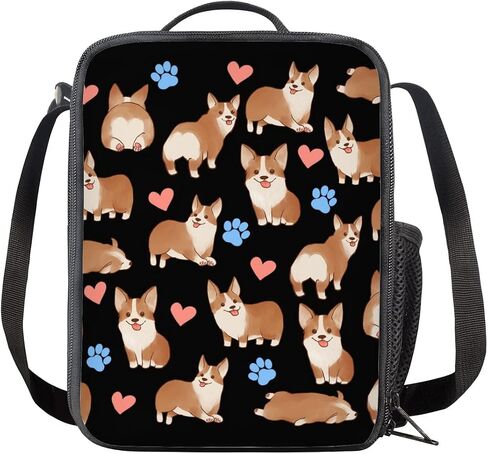 Corgi Print Backpacks for School Elementary Boys Girls 14-16 School Bag Insulated Lunch Box Pencil Case 3 in 1 in Kuwait