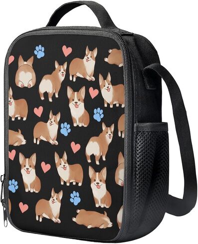 Corgi Print Backpacks for School Elementary Boys Girls 14-16 School Bag Insulated Lunch Box Pencil Case 3 in 1 in Kuwait