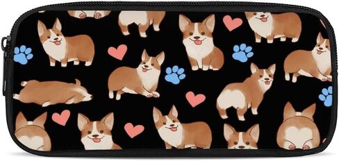 Corgi Print Backpacks for School Elementary Boys Girls 14-16 School Bag Insulated Lunch Box Pencil Case 3 in 1 in Kuwait
