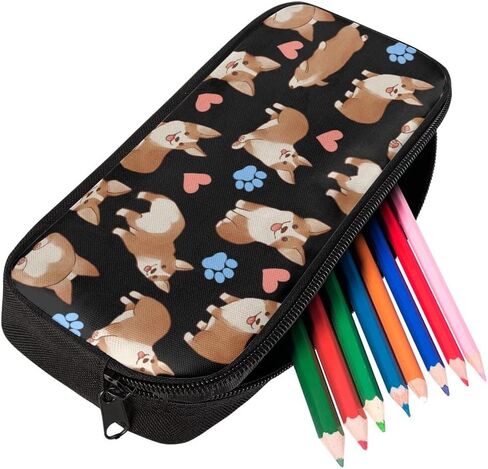 Corgi Print Backpacks for School Elementary Boys Girls 14-16 School Bag Insulated Lunch Box Pencil Case 3 in 1 in Kuwait