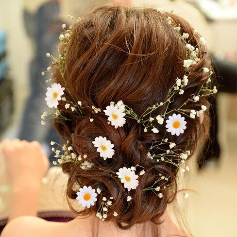 50Pcs Daisy Flowers Artificial, Fake Daisies Flower Heads Silk Daisy Decorfor DIY Wreath Craft Birthday Party Wedding Party Hat Decoration (White+Pink) in Saudi Arabia