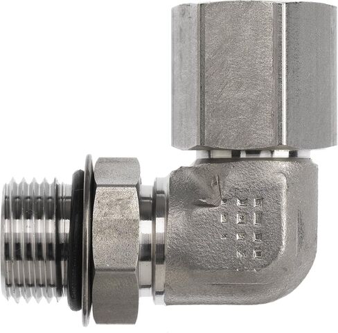 Brennan Industries 6809-06-08-NWO-FG تركيب أنبوب الكوع من الفولاذ المطروق 90 ​​درجة، 9/16 بوصة - 18 SAE ORB × 3/4 بوصة - 16 خيط SAE، 3/8 بوصة ذكر حلقة دائرية قابلة للتعديل × 3/ دوارة JIC أنثى مقاس 8 بوصات in Saudi Arabia