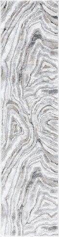 SAFAVIEH Cyrus Shag Collection 2'2" x 9' Beige/Grey CYR116B Modern Abstract Non-Shedding Living Room Bedroom Dining Room Entryway Plush 0.8-inch Thick Runner Rug in Saudi Arabia