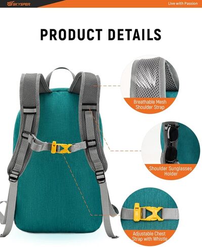 SKYSPER Foldable Small Backpack – 20L Lightweight Hiking Daypack with Chest Belt Packable Travel Rucksack for Women Men in Kuwait