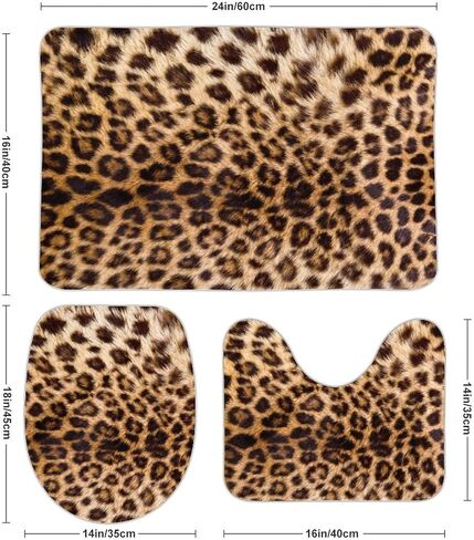 Leopard Bathroom Set Leopard Print Bathroom Rugs Sets 3 Piece Toilet Rugs U Shaped Contour Rug for Leopard Bathroom Decor 24x16 in in Saudi Arabia