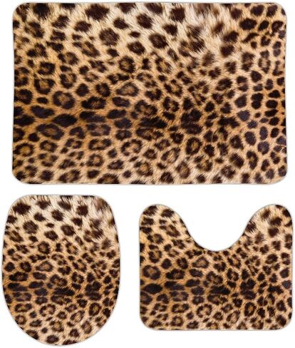 Leopard Bathroom Set Leopard Print Bathroom Rugs Sets 3 Piece Toilet Rugs U Shaped Contour Rug for Leopard Bathroom Decor 24x16 in in Saudi Arabia