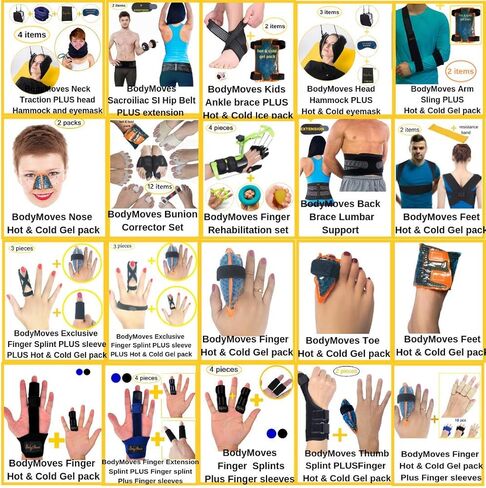 BodyMoves 2 جبائر إصبع بالإضافة إلى 2 كم لدعم مفصل الإصبع المكسور Trigger Mallet للرجال والنساء - مثالي لكبار السن (مجموعة من 4 قطع، أسود منتصف الليل) in Kuwait