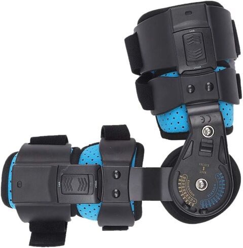 Hinged Elbow Brace,Stainless Steel Adjustable Arm Orthosis Injury Recovery Support,Fixation Sling Orthosis Protector Recovery Support for Right Arm (Blue),Breathable&Comfortable in Saudi Arabia