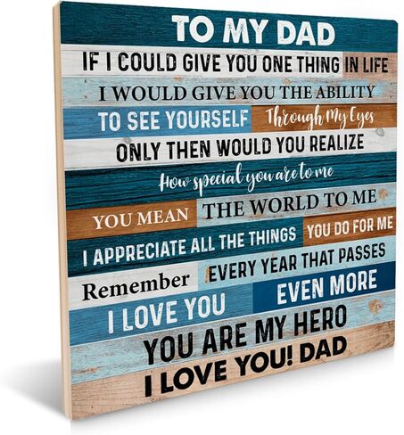 علامة خشبية لوالدي أنت بطلي، هدايا للأب من ابنته، أفضل هدايا للأب لعيد ميلاد الأب، لافتة خشبية لديكور الحائط مقاس 6.2 × 6.2 بوصة in Kuwait