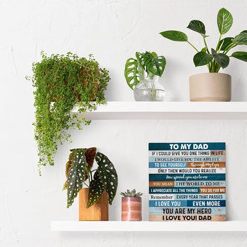 علامة خشبية لوالدي أنت بطلي، هدايا للأب من ابنته، أفضل هدايا للأب لعيد ميلاد الأب، لافتة خشبية لديكور الحائط مقاس 6.2 × 6.2 بوصة in Kuwait