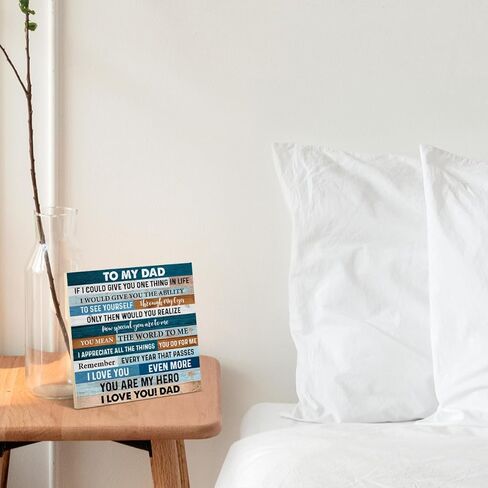 علامة خشبية لوالدي أنت بطلي، هدايا للأب من ابنته، أفضل هدايا للأب لعيد ميلاد الأب، لافتة خشبية لديكور الحائط مقاس 6.2 × 6.2 بوصة in Kuwait