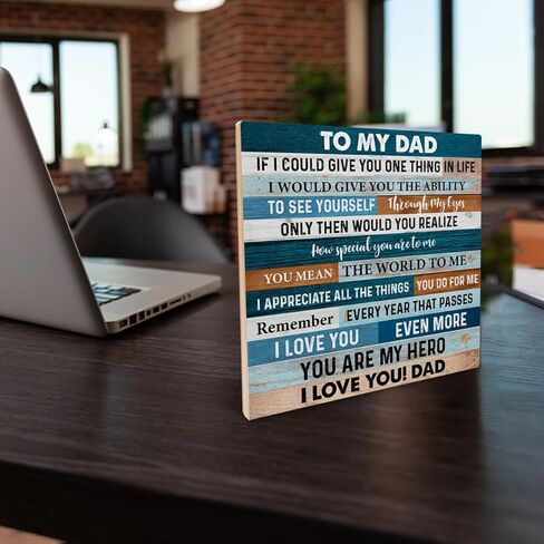 علامة خشبية لوالدي أنت بطلي، هدايا للأب من ابنته، أفضل هدايا للأب لعيد ميلاد الأب، لافتة خشبية لديكور الحائط مقاس 6.2 × 6.2 بوصة in Kuwait