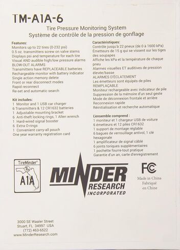 نظام مراقبة ضغط الإطارات TireMinder TM-A1A-10 A1A (TPMS) مع 10 أجهزة إرسال للمركبات الترفيهية والبيوت المتنقلة والعجلات الخامسة ومدربي السيارات والمقطورات in Kuwait