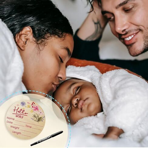 6 inch Baby Announcement Sign，Wooden Hello World Newborn Sign for Hospital Baby Birth Announcement Sign for Hospital for Boys And Girls in Saudi Arabia