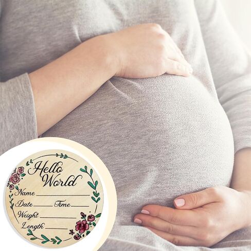 6 inch Baby Announcement Sign，Wooden Hello World Newborn Sign for Hospital Baby Birth Announcement Sign for Hospital for Boys And Girls in Saudi Arabia