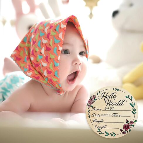 6 inch Baby Announcement Sign，Wooden Hello World Newborn Sign for Hospital Baby Birth Announcement Sign for Hospital for Boys And Girls in Saudi Arabia