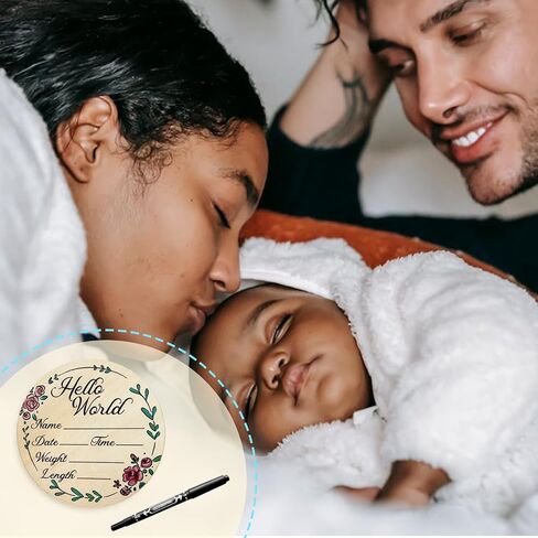 6 inch Baby Announcement Sign，Wooden Hello World Newborn Sign for Hospital Baby Birth Announcement Sign for Hospital for Boys And Girls in Saudi Arabia