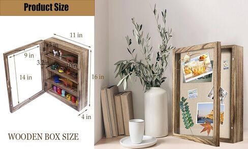 إطار صندوق ظلال مقاس 11 × 16 بوصة مع 3 أرفف قابلة للإزالة، وحقيبة عرض صندوق ظلال مقاس 4 بوصات مع أرفف، وحالات عرض خشبية من الأكريليك، وتذكار زهرة الصورة (كربون) in Kuwait